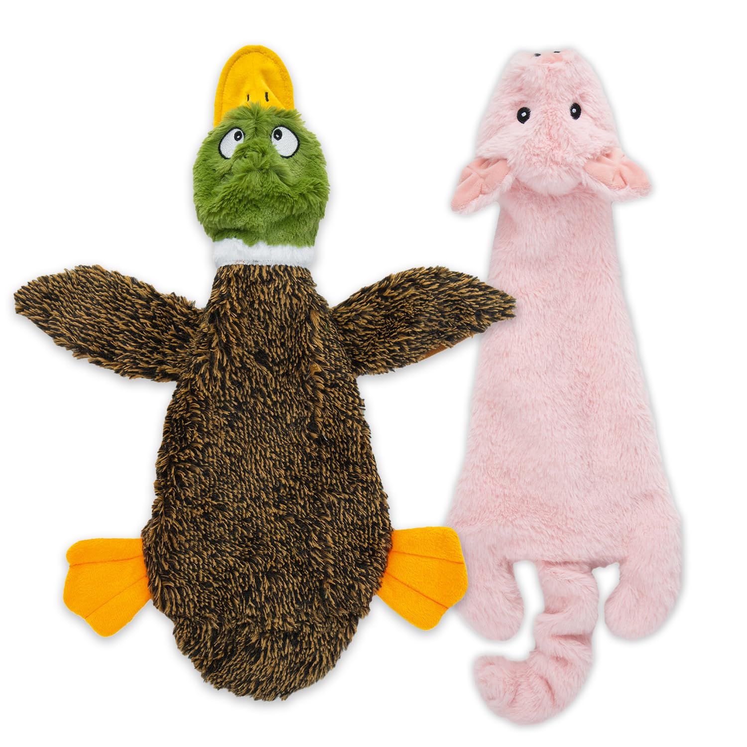 2-in-1 Stuffless Squeaky Dog Toys with Soft, Durable Fabric for Small, Medium, and Large Pets by Best Pet Supplies - No Stuffing for Indoor Play, Duck, Pig, size M — image 1
