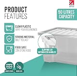 Klass Home Collection 3 x 50L Clear Plastic Storage Boxes with Lids Set of 3 view 2