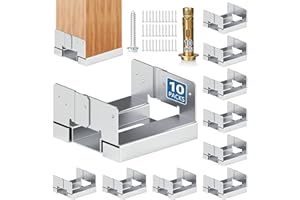BAONEEDY 6x6 Galvanized Post Base for Concrete, 10 Pack Post Deck Base Anchor for 5.5x5.5 Wood, Post Base Holder with 1" Standoff for Deck Gazebo Pergola Porch, Includes 10 Fastener & 100 Screws