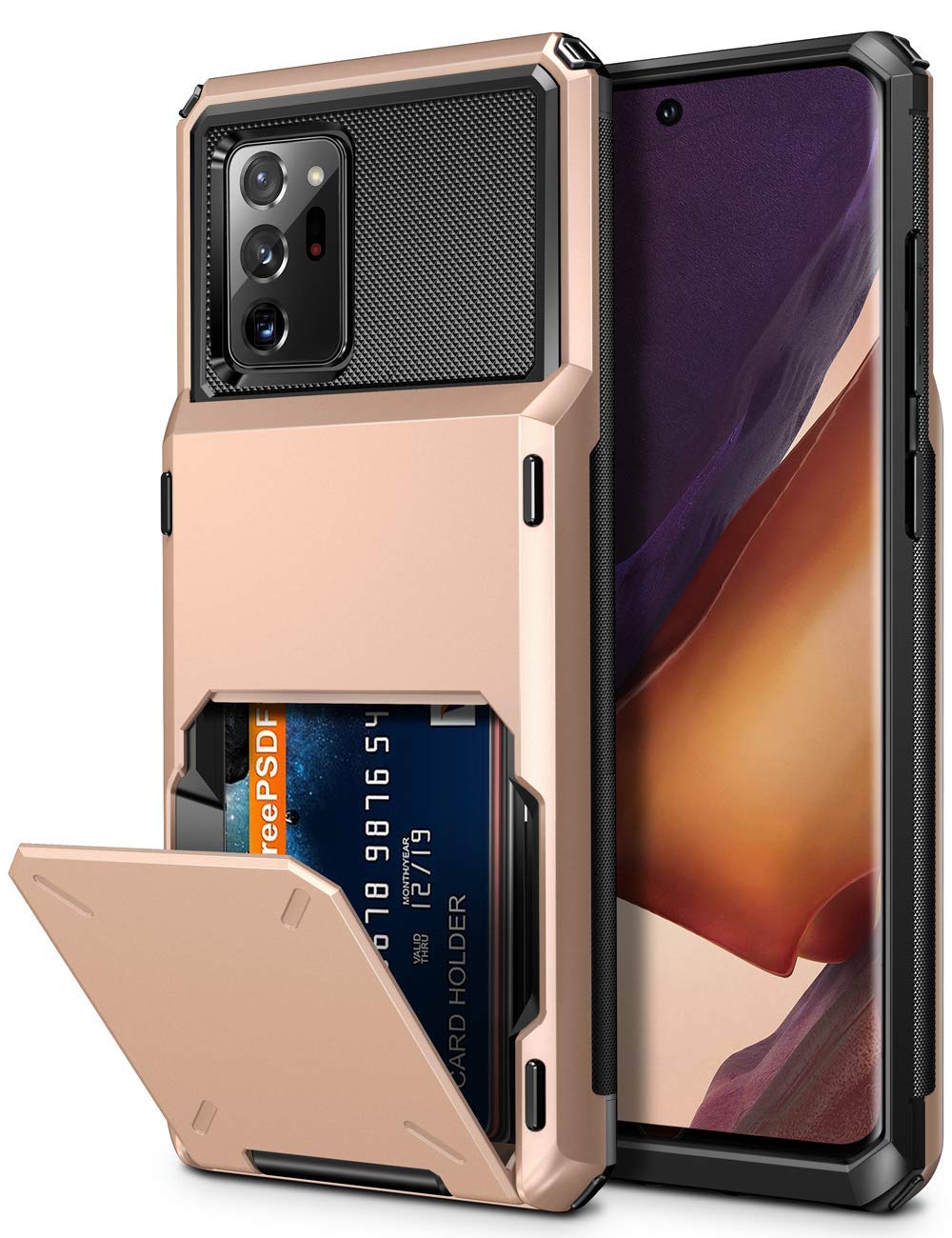 Photo 1 of Vofolen for Galaxy Note 20 Ultra Case 5G Wallet 4-Card Flip Cover Credit Card Holder Slot Back Pocket Dual Layer Protective Hybrid Hard Shell Bumper Armor Case for Samsung Note 20 Ultra 6.9 Rose Gold