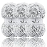 NICEEC 3 Skeins Chunky Fur Yarn Super Soft Faux Fur