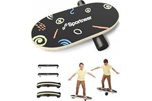 Sportneer Balance Board Wooden Wobble Board for Kids with Adjustable Stoppers, Safe and Sturdy Balance Trainer Kids Balance B