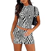Women's Two Piece Skirt Set - Summer Casual High Waisted Y2K Mini Bodycon Pencil Skirts and Crop Tops Outfits