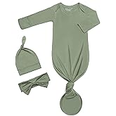 Baby Gowns 0-3 Months Soft Viscose Sleepers For Boy Girl, Breathable Newborn Sleepers With Mitten Cuffs