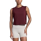 CRZ YOGA Cotton-Blend Workout Muscle Tank for Women Breathable Quick Dry High Neck Athletic Tops Casual Sleeveless Shirts