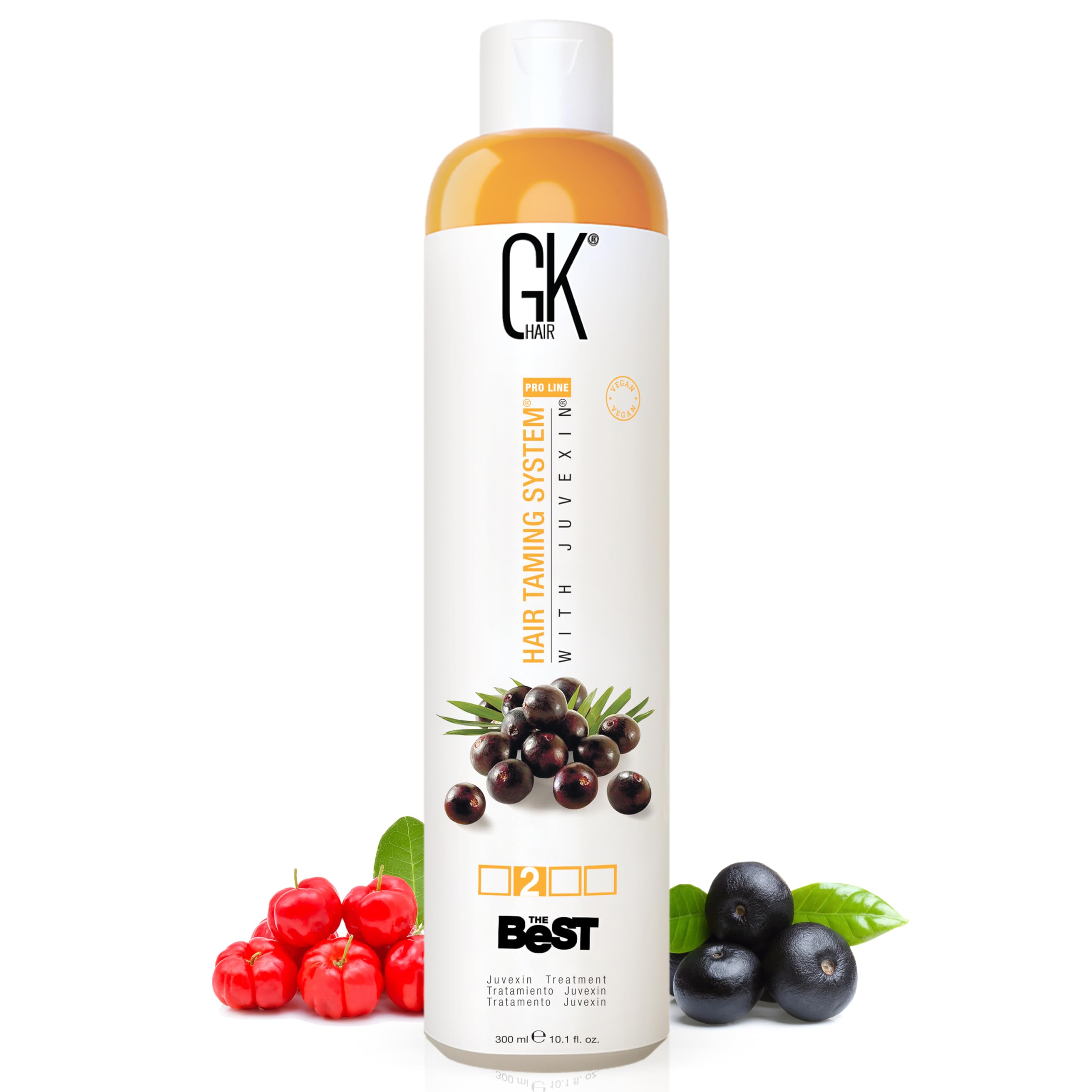GK HAIR Global Keratin The Best ACAI (10.1 Fl Oz/300ml) Vegan Smoothing Keratin Hair Treatment Professional Brazilian Complex Blowout Straightening For Silky Smooth & Frizz Free Hair