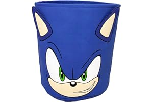 Character World Sonic the Hedgehog Official Storage Bin | Sonic Head Design, Toy Box Laundry Basket | Organiser For Children's Bedroom, Kids Playroom | 38 x 31 x 31cm Cotton Canvas