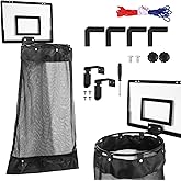 Over the Door Basketball Laundry Hamper, Hanging Laundry Basket with Basketball Hoop, Basketballs Laundry Hamper with Zipper,