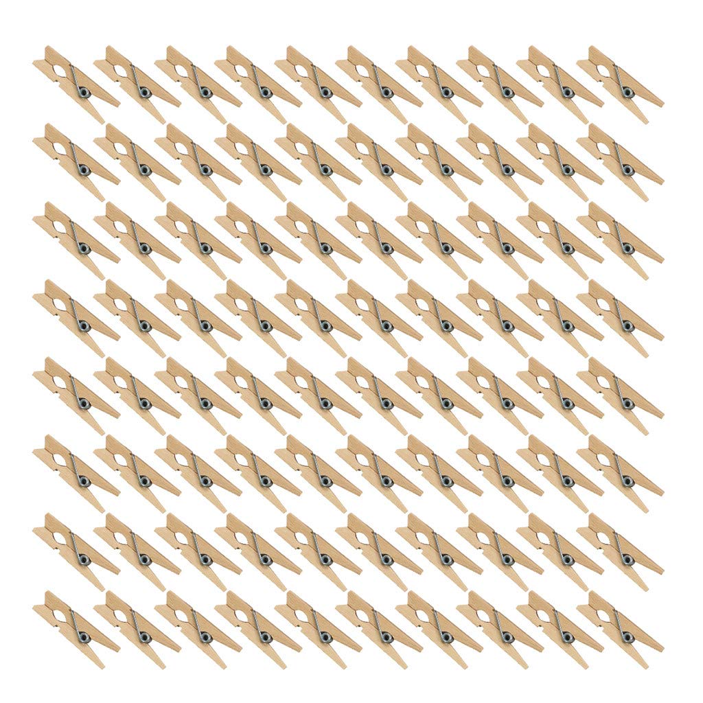 SUGEER 80pcs Wood Clothespins Mini Colored Natural Wooden Clips Photo Clips Natural Wooden Peg Pin Compatible Gift Wrapping, Picture Hanging, Arts&Crafts, Photo Display