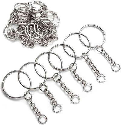 YHYZ 30 Sets Splits Key Ring Hoops 25mm with Chain Jump Rings DIY Crafts