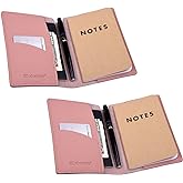 Wisdompro Journal Cover, 2 Pack PU Leather Notebook Cover for Field Notes,or other 3.5" x 5.5" Pocket Notebooks - Pink