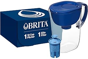 Brita Everyday Elite Water Filter Pitcher, Removes 99% of Lead, Includes 1 Filter, 10-Cup Capacity, Blue