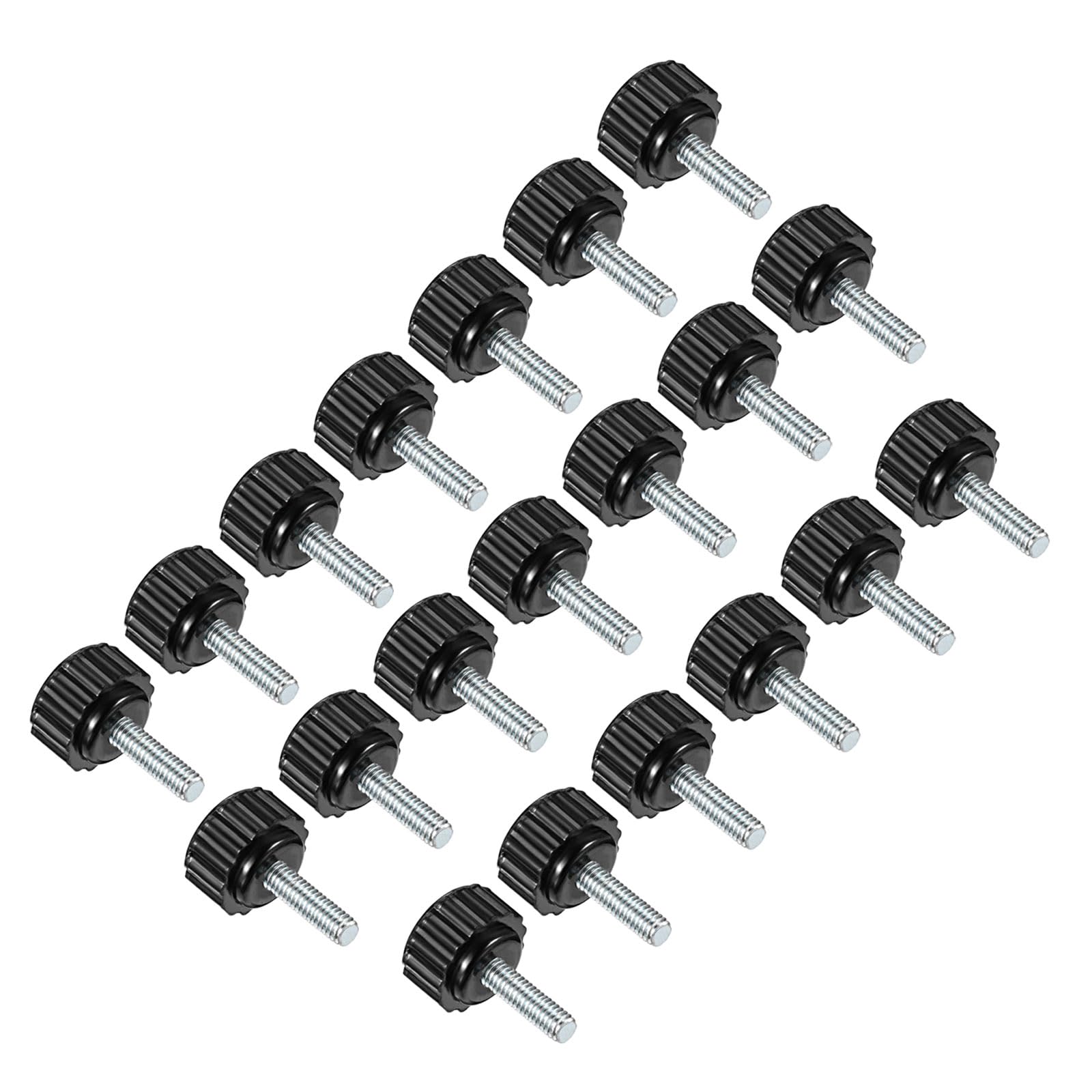 CoCud Knurled Clamping Knobs, M4 x 16mm Male Thread 16mm Head, Thermoset Plastic Thumb Screw Grip Bolt Knobs Black - (Applications: for Lathe Machinery), 20-Pieces