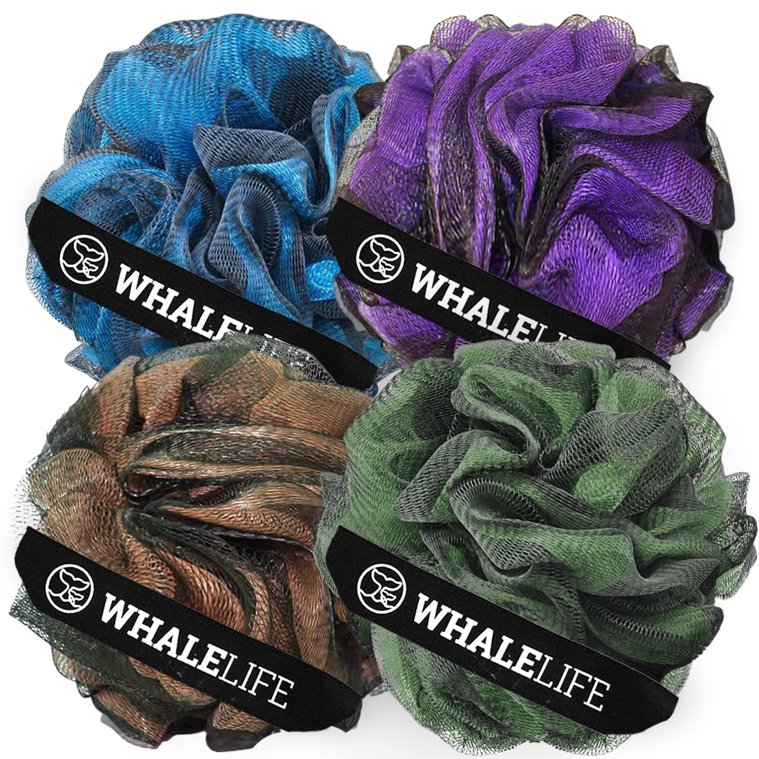 Photo 1 of Loofah Sponge Bath Sponge for Women Men 4 Pack (Purple Brown Green Blue)