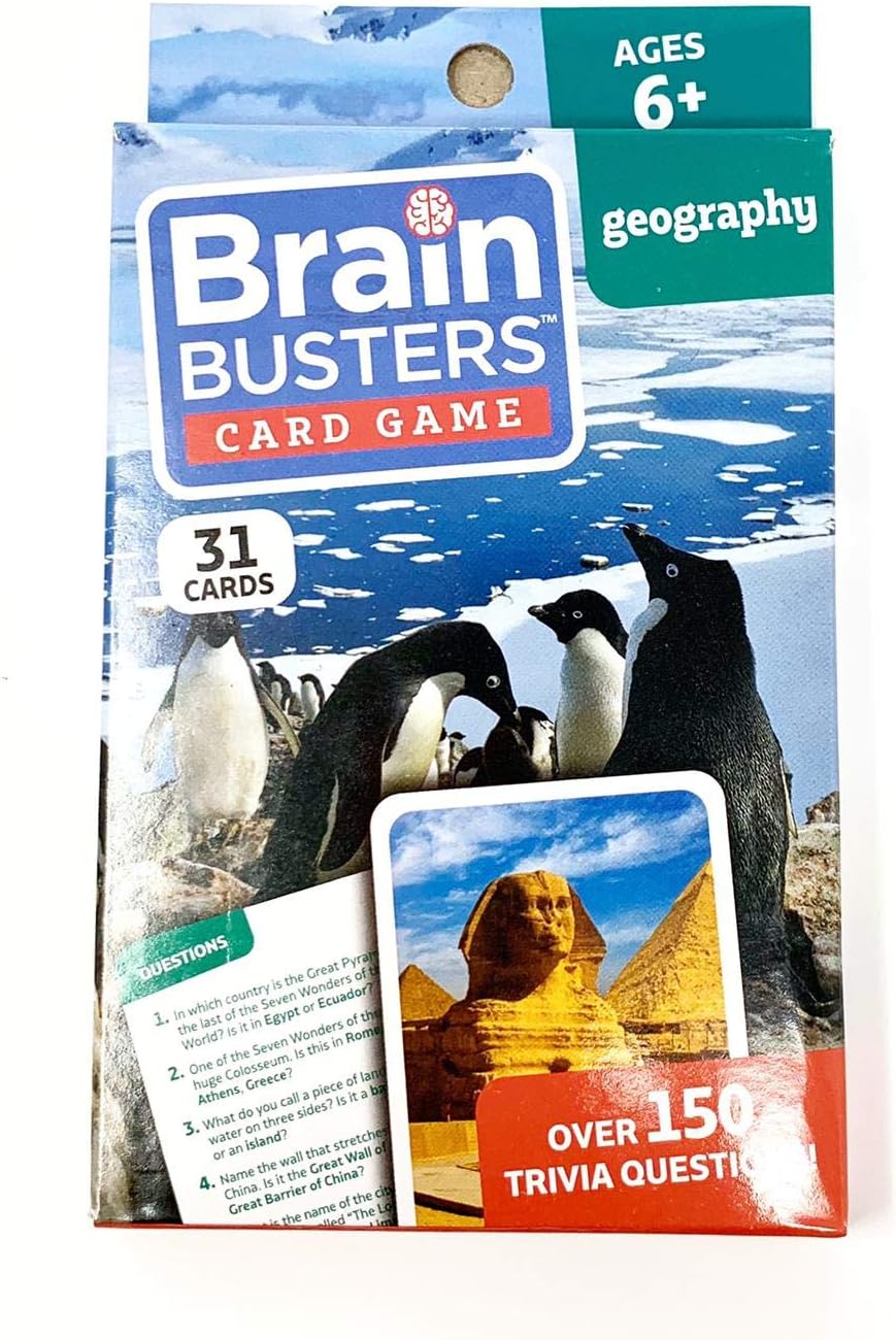 Brain Busters Card Game With Over 150 Trivia Questions Geography Ebay