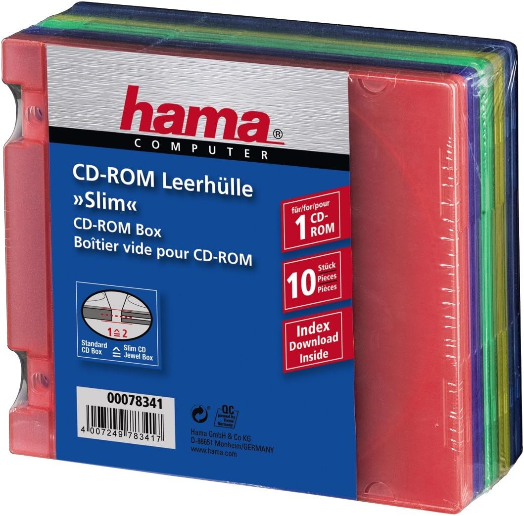 Hama Slim PP - Cajas para CD-ROM (10 Unidades): Amazon.es: Informática