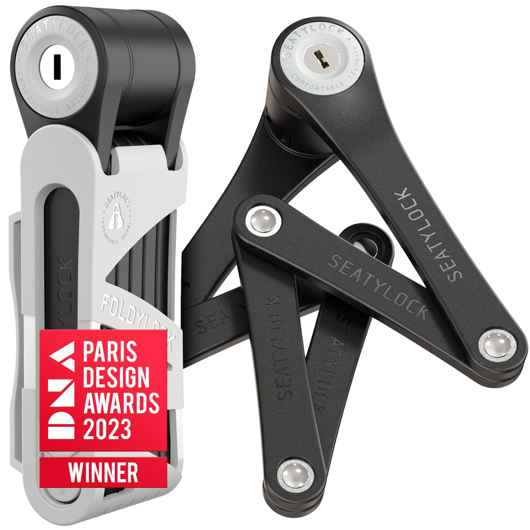 FoldyLock Mini Folding Bike Lock - Patented Lightweight Bicycle Lock - Heavy Duty Anti Theft Smart Secure Guard with Key and Case for Electric Scooter or Fixie and Folded Bikes - 29.5" - 75 cm