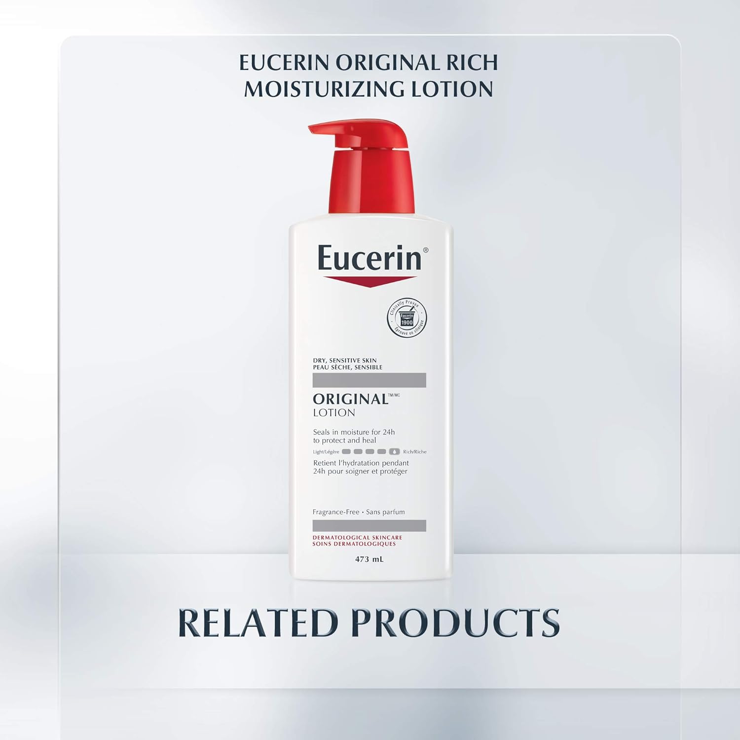 Eucerin Original Healing Cream - Fragrance Free, Rich Lotion for Extremely Dry Skin - 16 oz. Jar (Pack of 2) : Body Gels And Creams : Beauty