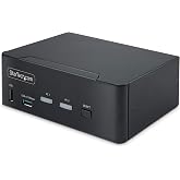 StarTech 2-Port Dual DP 1.4 KVM, 8K 60Hz / 4K 144Hz, USB 3.2, TAA | HDR, Hotkey switching, Two computers, USB-C to USB-A 10Gbps cables included, Audio, Fast file transfer, Photo/video editing