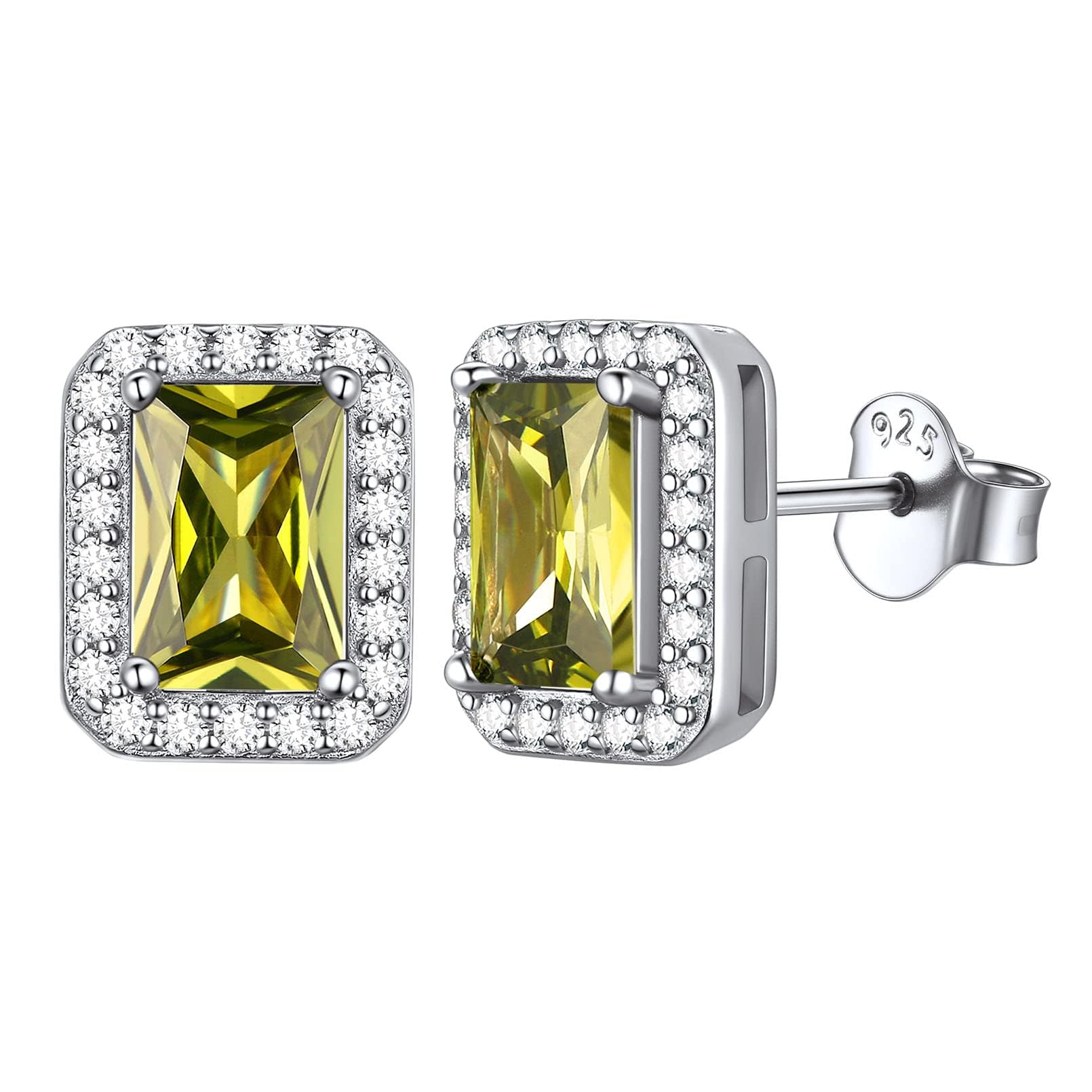ChicSilver Sterling Silver Earrings for Woman Lucky Peridot August GemStone Earring Silver Stud Earring for Ladies Wife