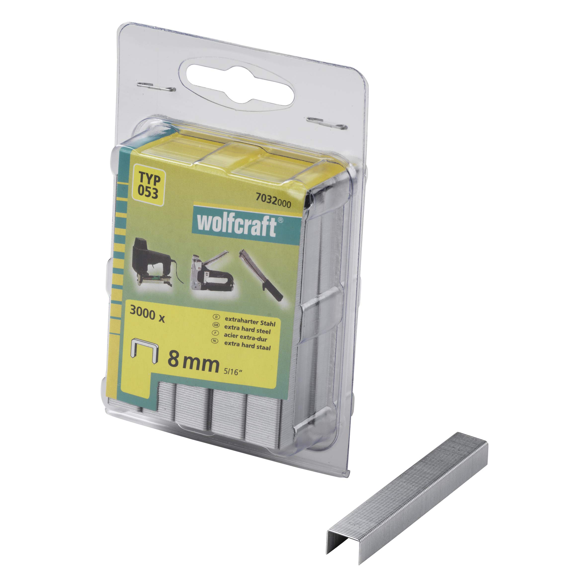 wolfcraft Broad Back Staple, Extra Hard Steel, Type 053 I 7032000 I Ideal for Fastening Fabric, Textiles and Thin Strips of Wood