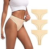 Xlndsoea Women's High Waisted Ribbed Cotton Thongs Panties High Cut Breathable Underwear 3-Pack Size S to 4XL