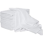 AMOUR INFINI Organic Cotton Flour Sack Kitchen Towels Set of 12 Super Absorbent 28 x 28 Soft Lint Free Flour Sack Tea Towels (White)