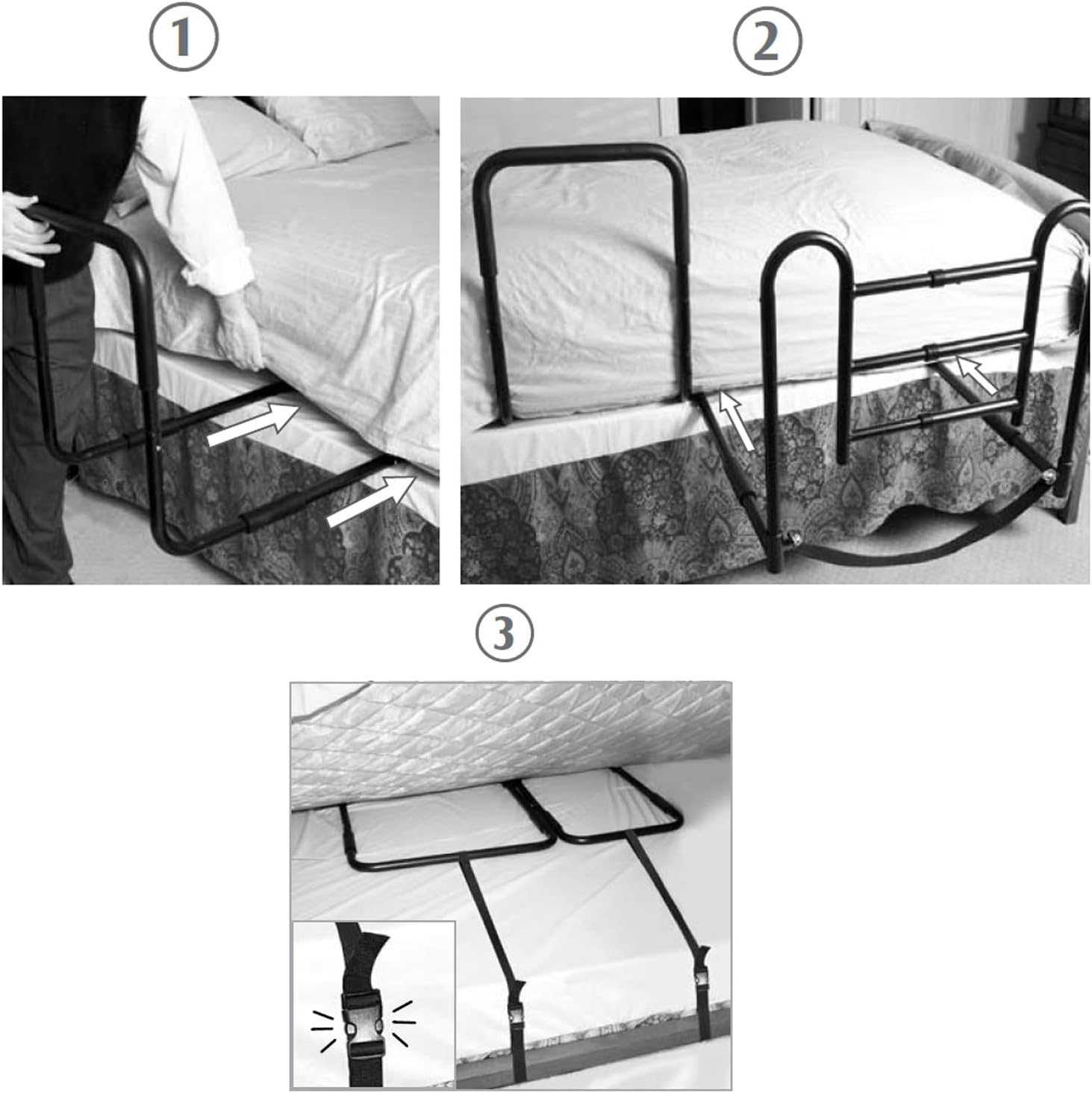 Carex Health Brands Easy-Up Bed Rails for Elderly - Adult Bed Hand Rails - Bed Safety Rails for Seniors, Black (FGP56900): Health & Personal Care