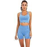 Toplook Women Seamless Yoga Workout Set 2 Piece Outfits Gym Shorts Sports Bra