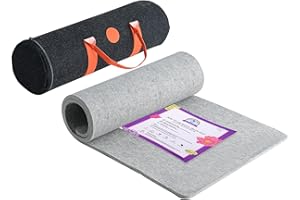 Rdutuok 60 x 22 inches Wool Pressing Mat for Quilting Large Size New Zealand Wool Mat with Scissors, Tape,Felt Storage Case,I