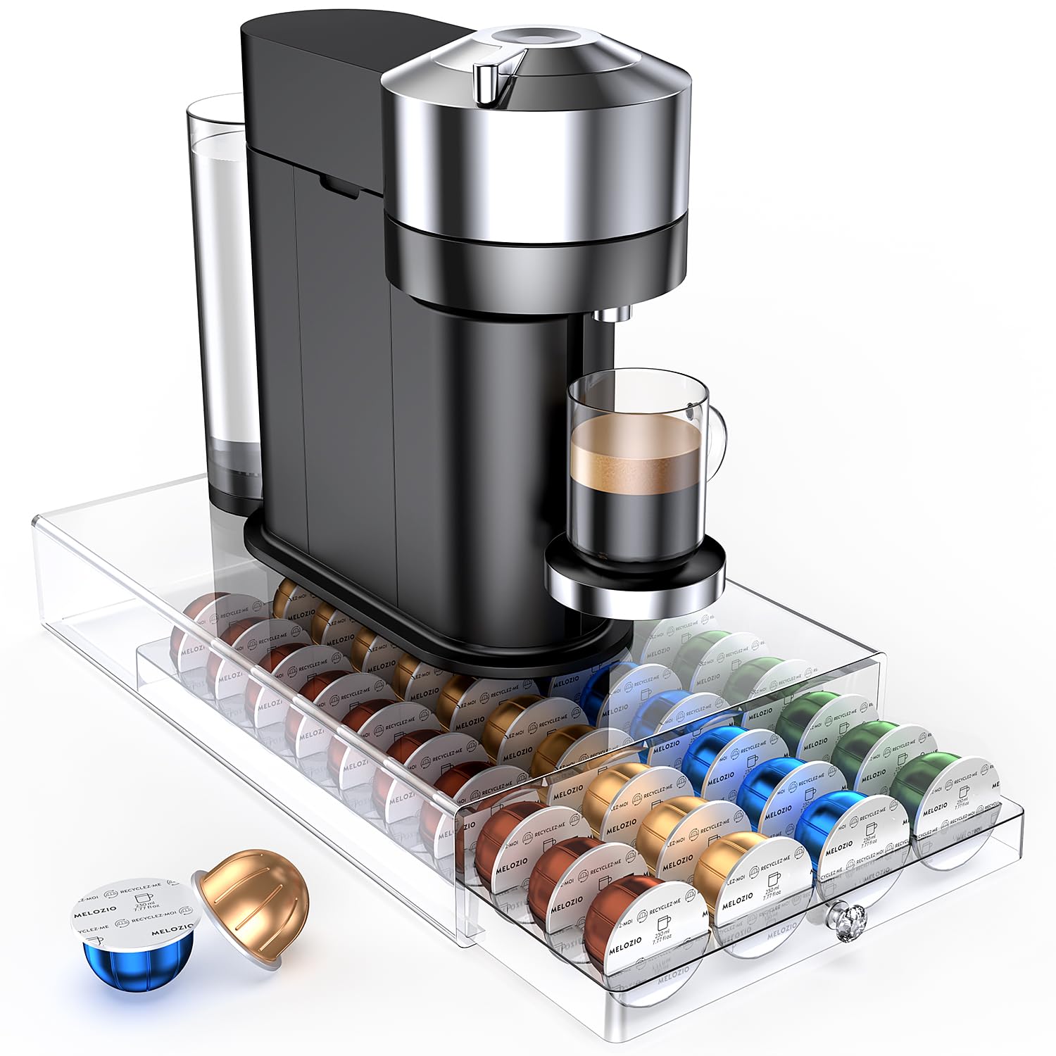 Photo 1 of Coffee Pods Acrylic Holder PETG Drawer Compatible with Nespresso Vertuo Capsules 40 Pods Storage