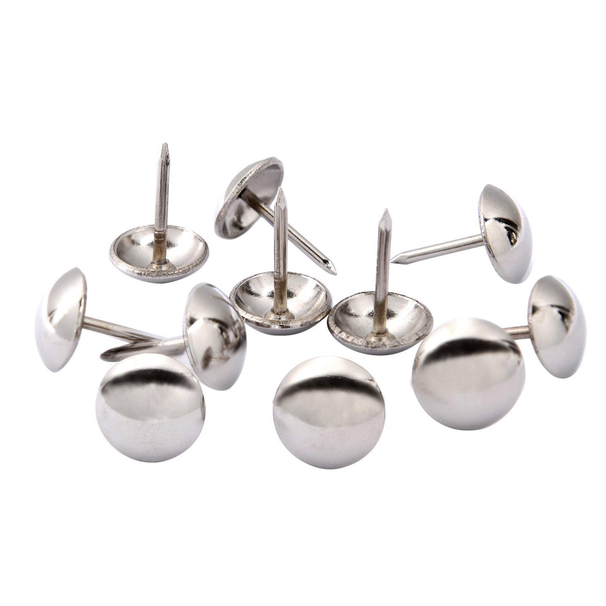 Schneespitze 600 Pcs Silver Upholstery Nails Furniture Nails Upholstery Tacks 10 by 8 mm Pins Furniture Thumb Tack with Plastic Box Furniture Tacks