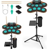 CAHAYA Electric Drum Pad Set 9-Pads Portable with MIDI for Adult Beginners | Electronic Digital Drum Kit with Bulit-in Double Speakers Ideal for Gift with Small Tray Tripod Drum Stand Drumstick Bag