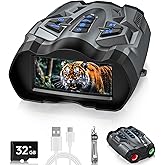 4K Night Vision Goggles, Upgrade Night Vision Binoculars with 5000mAh Battery Rechargeable Battery - 16X Digital NightVision 9 Gear Infrared with 32GB TF Card, 3.5" HD Binoculars Gift for Men, Dad