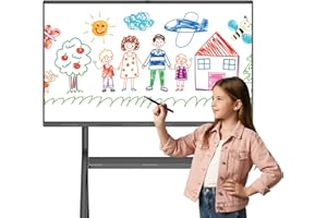 HomeTreeX 55'' Smart Board Digital Presentation Electronic Smart Whiteboard with Screen Mirroring Hotspot Bluetooth WiFi HDMI Webcam MIC & Speaker for Education Studio Conference