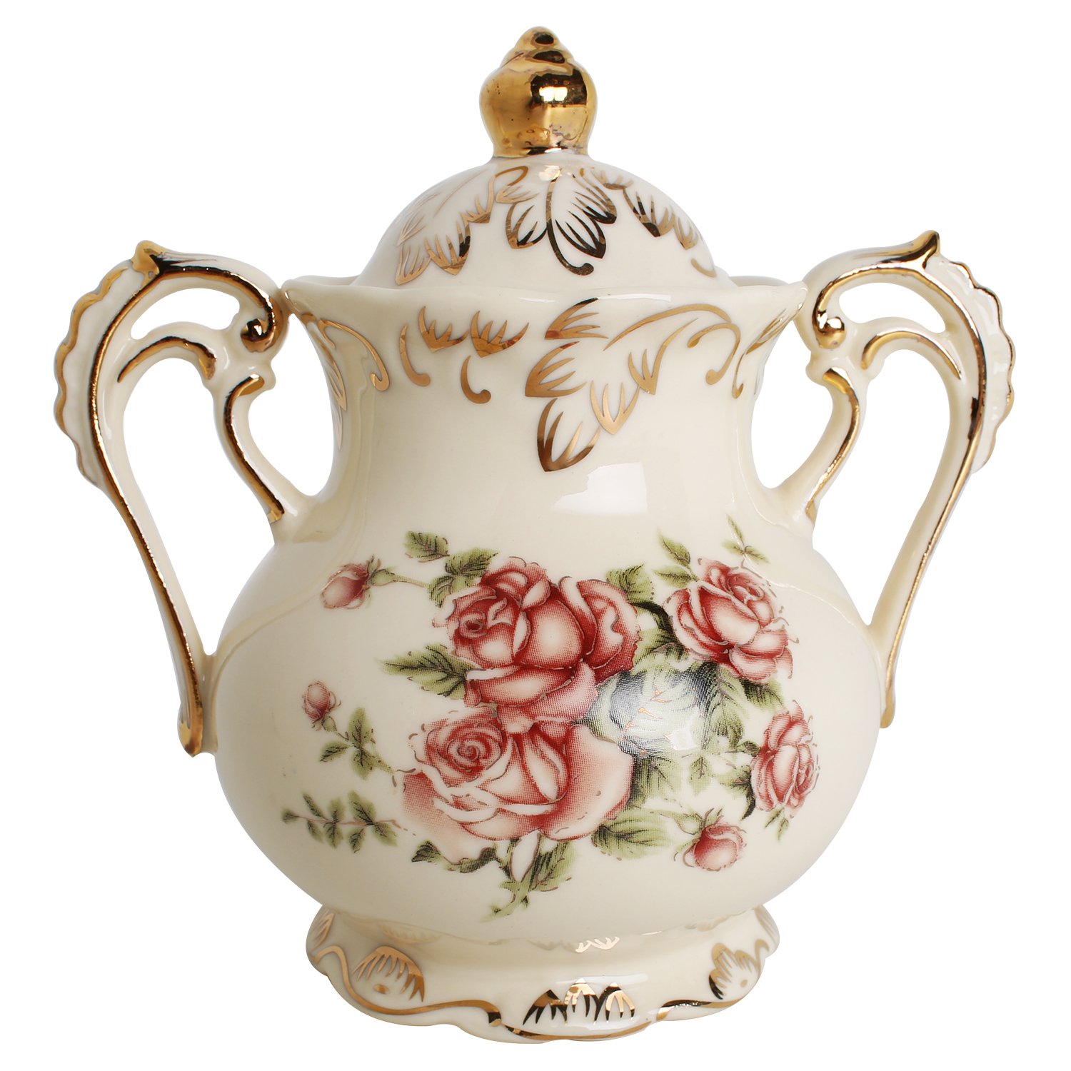 European Red Rose Tea Set , Teapot Set 15 pcs Includes Cup and Saucer