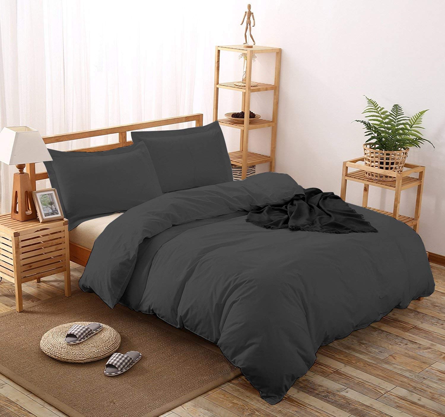 Comfort Beddings Luxurious Superking Duvet Cover Set 600TC 100% Egyptian Cotton UK Superking Quilt Cover with 2 Oxford Pillowcases (Grey)