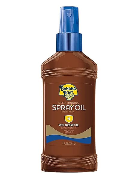 BANANA BOAT DEEP TANNING SPF#4 SPRAY OIL WITH COCONUT OIL 8 OUNCE (236ML) (PACK OF 2)