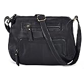 Oak Leathers Women's Crossbody Bag - Genuine Leather Crossover Shoulder Purse With Adjustable Sling Strap - Medium Size