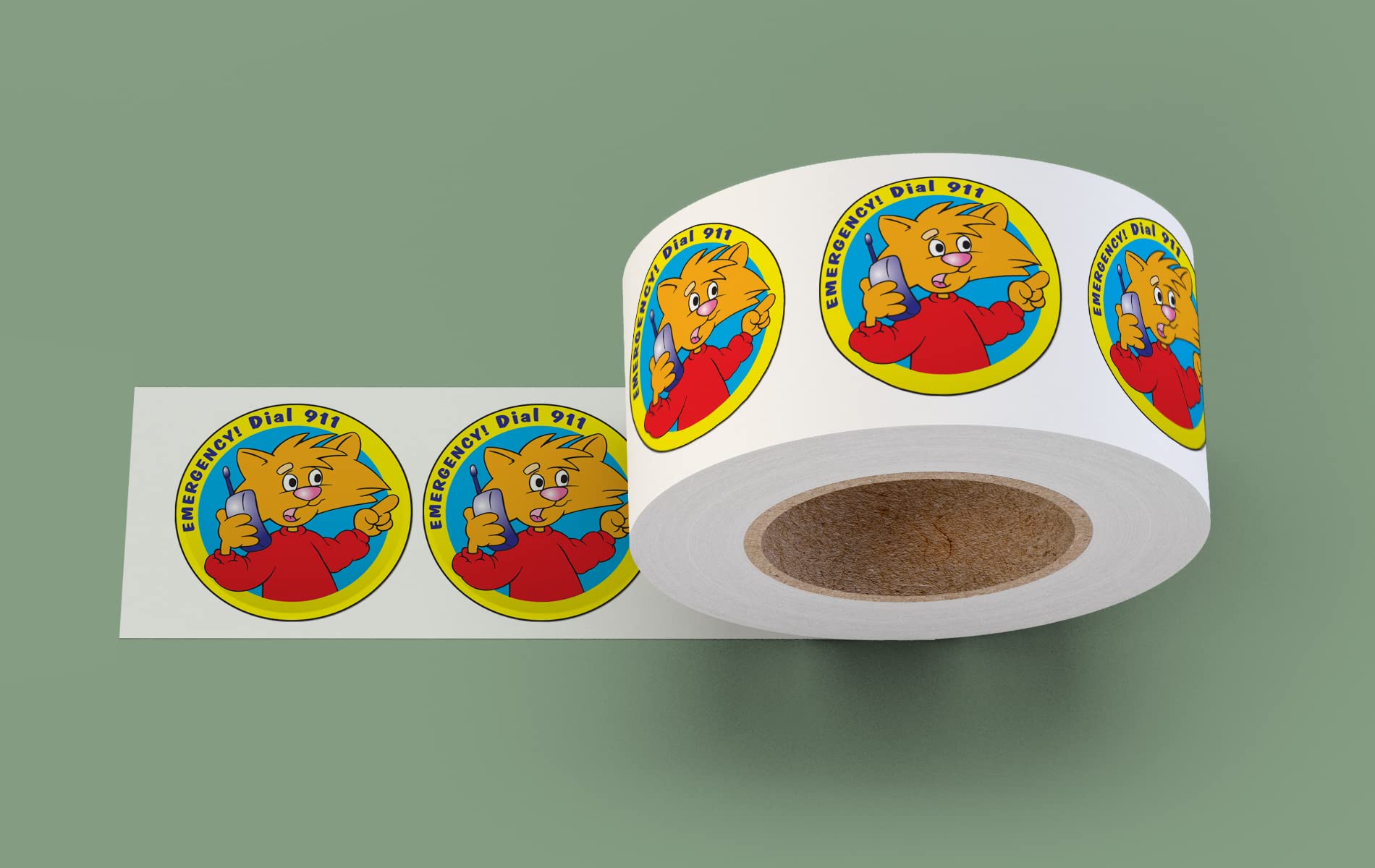 ZOCO - Safety Stickers - Emergency Dial Call 911 Sticker Roll (400 Stickers) - Fire Safety, Police, EMS Handout - Safety Message Stickers in Bulk for Kids - 2