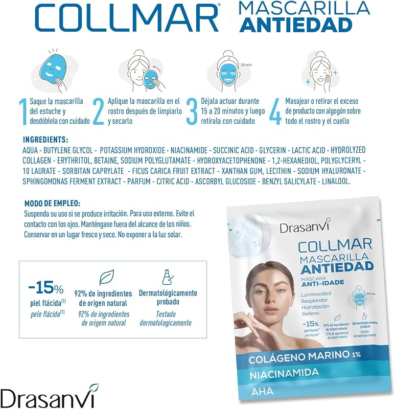 Colageno Drasanvi Collmar Mascarilla Facial Marino Con Acido Hialuronico