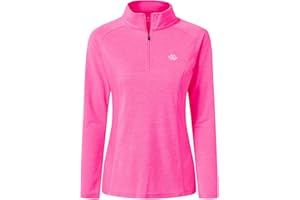 MoFiz Women's Long Sleeve Golf Polo Shirt 1/4 Zip UPF 50+ Sun Protection Quick Dry Lightweight Athletic Hiking Running Tops
