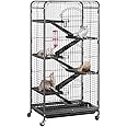 Yaheetech 52-inch Ferret Cage 6 Level Metal Rat Cage with 3 Front Doors/Feeder/Wheels Small Animal Cage for Ferret/Chinchilla/Bunny/Rabbit/Squirrel, Black