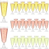 100 Pack Clear Plastic Champagne Flutes, 5 Oz Disposable Champagne Glasses, Unbreakable Acrylic Mimosa Glasses Wedding Cocktail Cups for Engagement Birthday Graduation Party Decorations Supplies