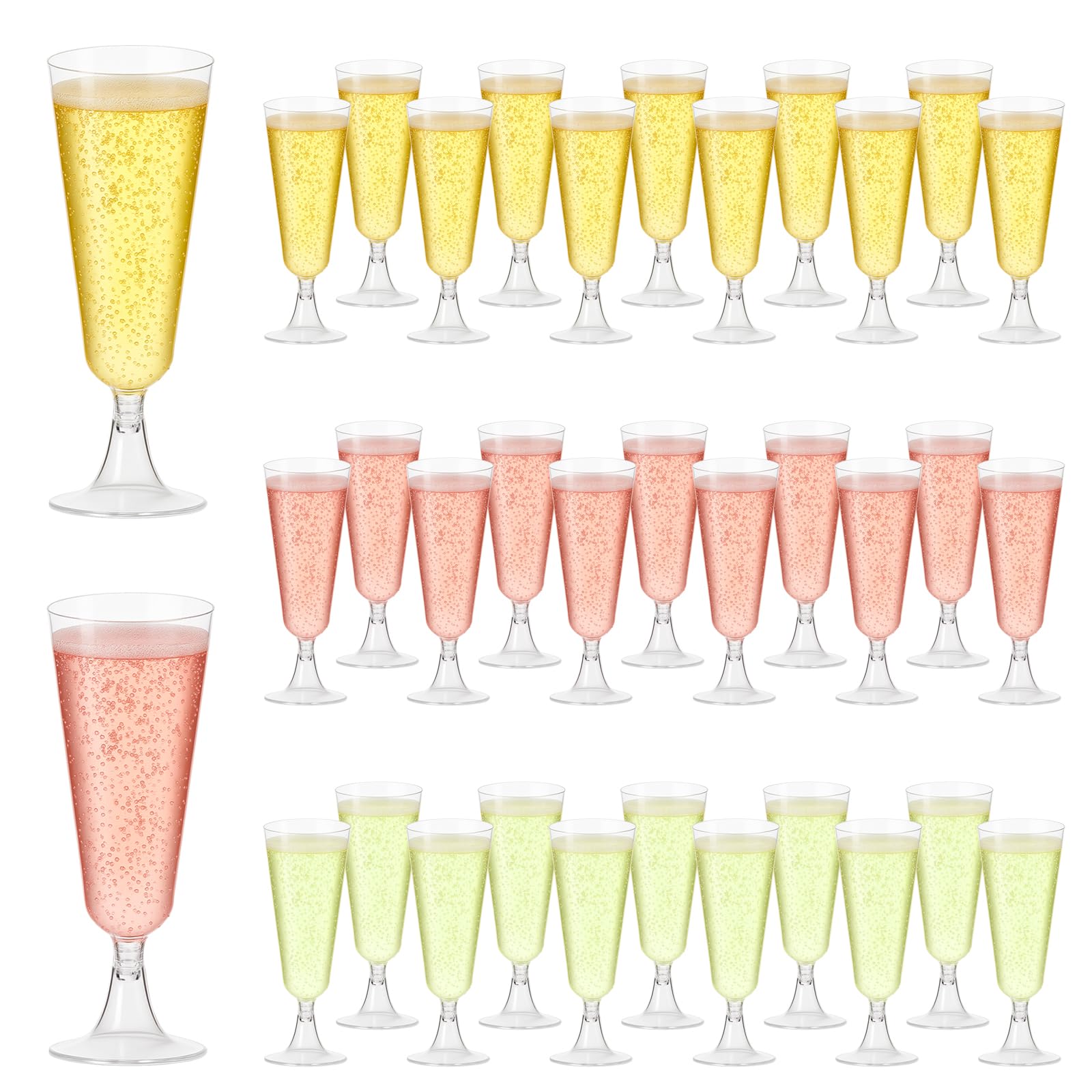 Photo 1 of 100 Pack Clear Plastic Champagne Flutes, 5 Oz Disposable Champagne Glasses, Unbreakable Acrylic Mimosa Glasses Wedding Cocktail Cups for Engagement Birthday Graduation Party Decorations Supplies