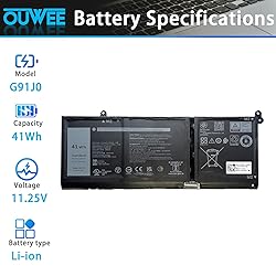 OUWEE 41Wh G91J0 Battery Replacement for Dell