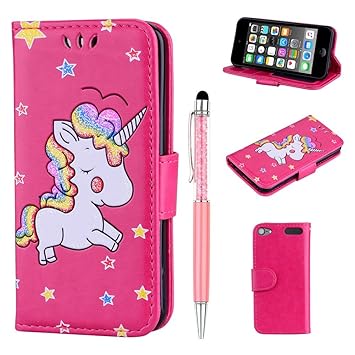 ZCRO Lederhülle für iPod Touch 6G/5G, Leder Handyhülle Muster Brieftasche Schutzhülle Magnetverschluss Flip Case Etui Hüllen 