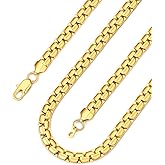 Bandmax Solid Stainless Steel 2MM/4MM/6MM/8MM Flat Box Link Chains for Men Women Silver/Gold/Black Rolo Cable Chain Necklaces Length 14"-30", Gift Packed