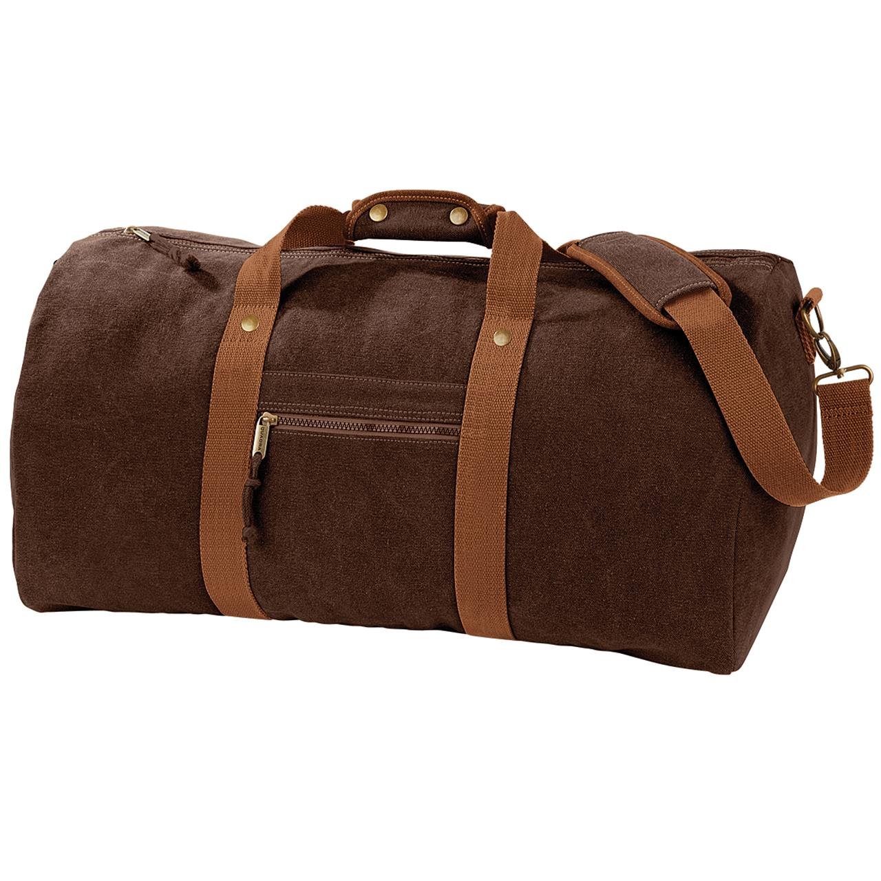 Quadra Vintage Canvas Holdall ONE SIZE COLOUR Vintage Brown