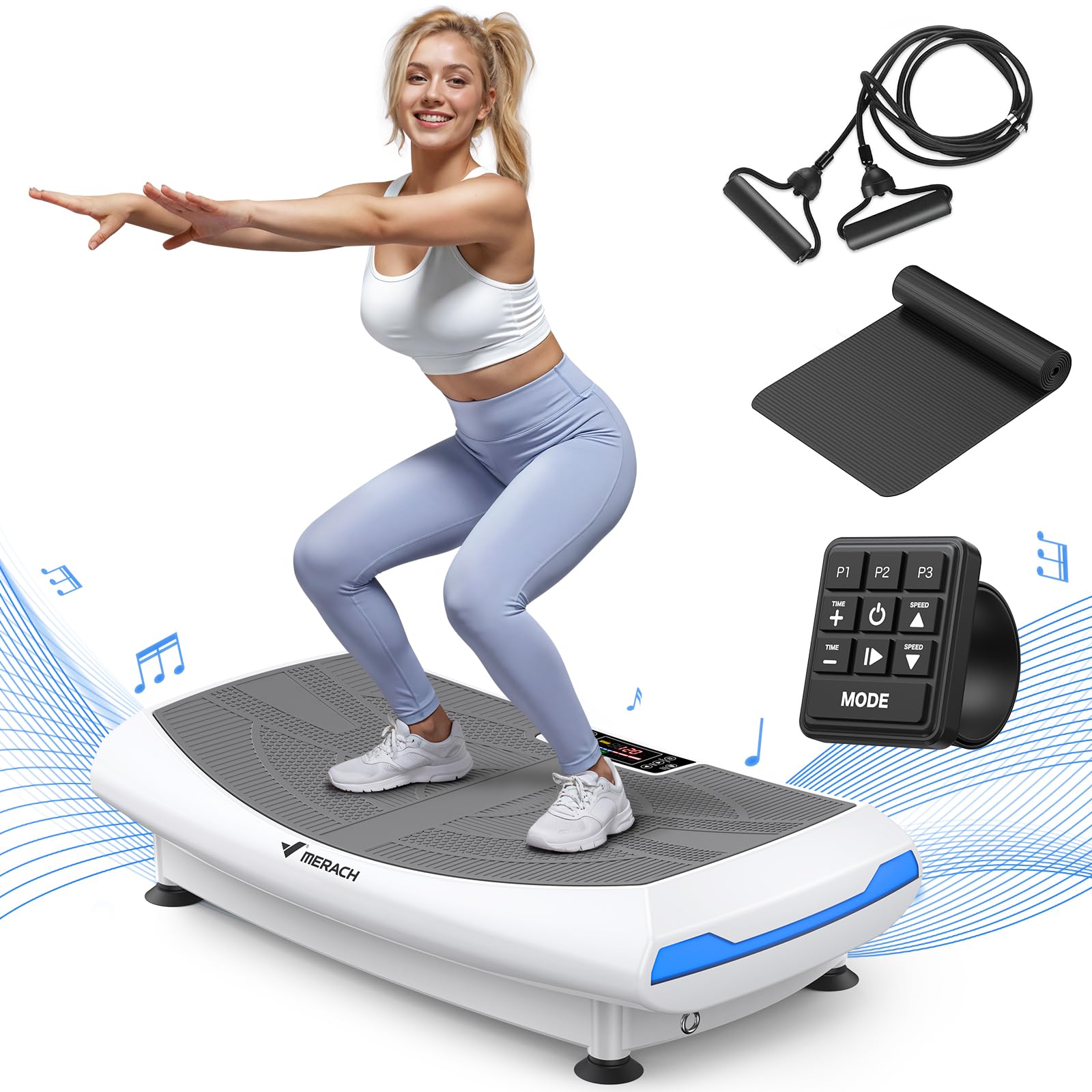 Photo 1 of * OPENED BOX* APPEARS NEW* MERACH 4D Vibration Plate Exercise Machine, 7-in-1 Vibration Plate with Glide, Swing & Massage, Vibrating Plates with Whole Body Workout Sculpting Platform for Home Fitness for Women Men (White)